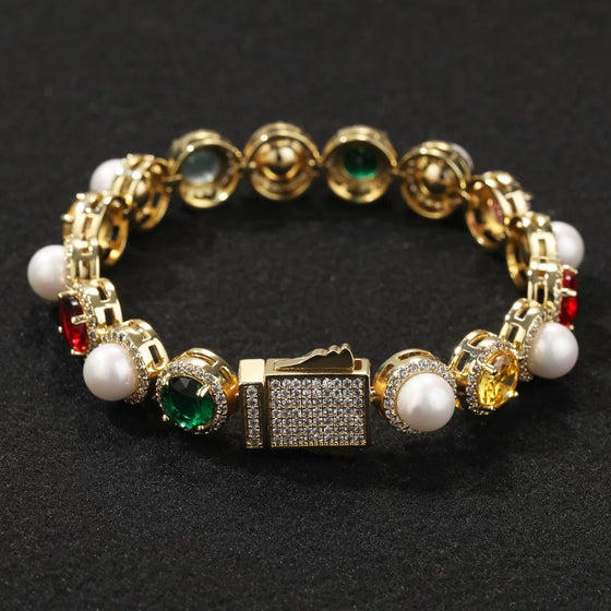DIVA Vintage Inspired Colour Gem & Pearl Bracelet