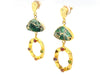 Green Composite Stone Drop Earrings